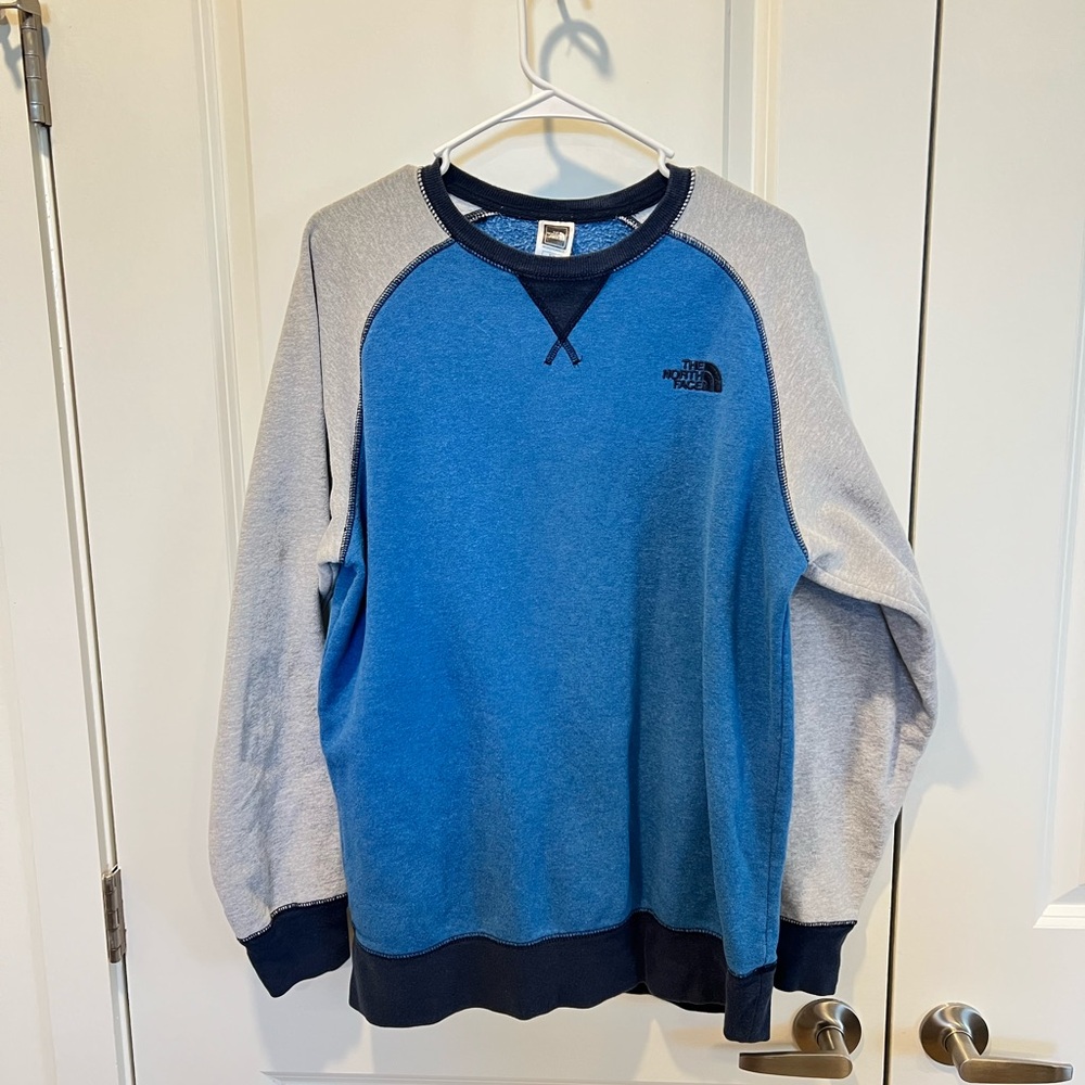 The North Face Men's Blue and Gray Crewneck Sweater